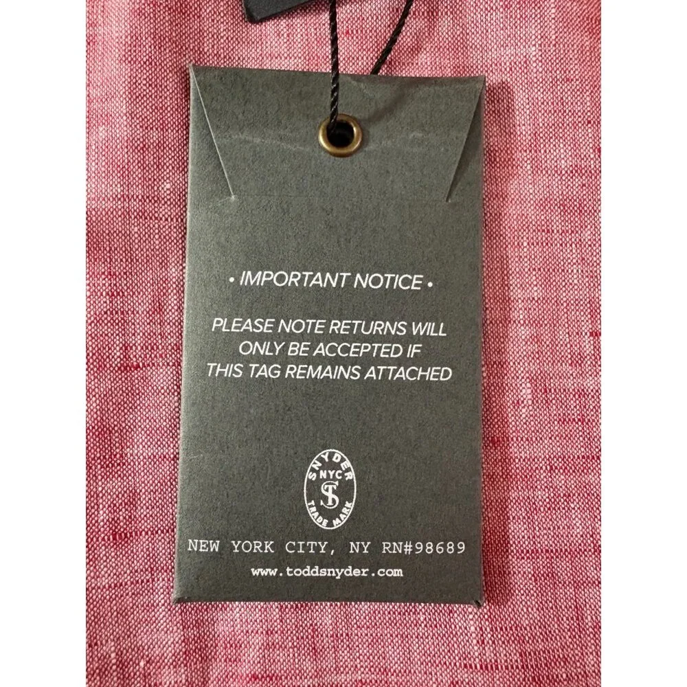 Todd Snyder Italian fabric linen utility Shirt Sz Medium color Pink NWT Portugal